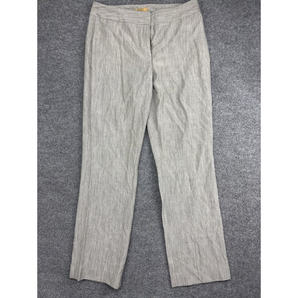Alex Marie Dress Pants Womens 10 Gray Straight Leg Twill Pull On Office Workwear